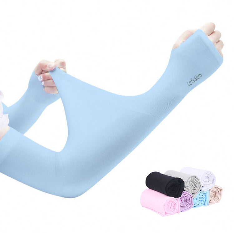 A person wears a light blue TBNC TattooGuard SPF Sun Protection Sleeve. Nearby, six rolled sleeves in black, gray, white, pink, blue, and beige show color options for daily UV or tattoo protection.