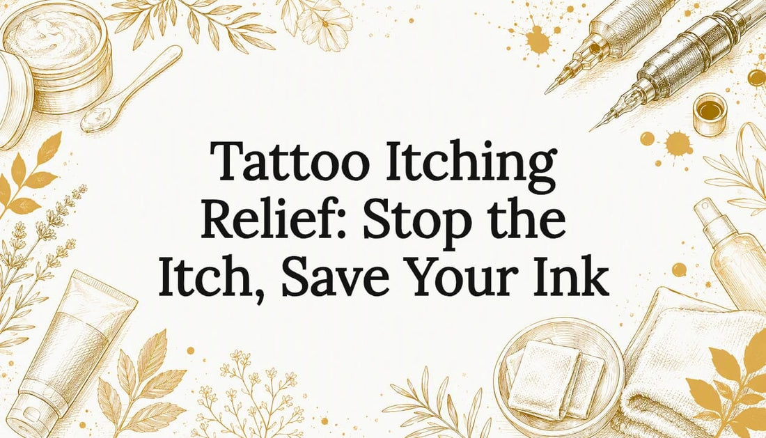 Decorative tattoo care title card illustration