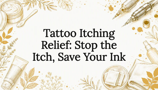 Decorative tattoo care title card illustration