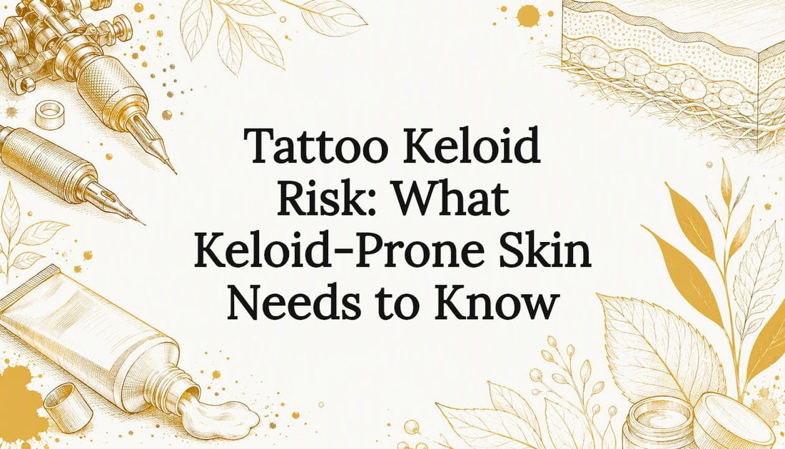 Decorative tattoo and skin care themed title card illustration