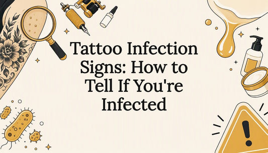 Decorative title card illustration for tattoo infection signs