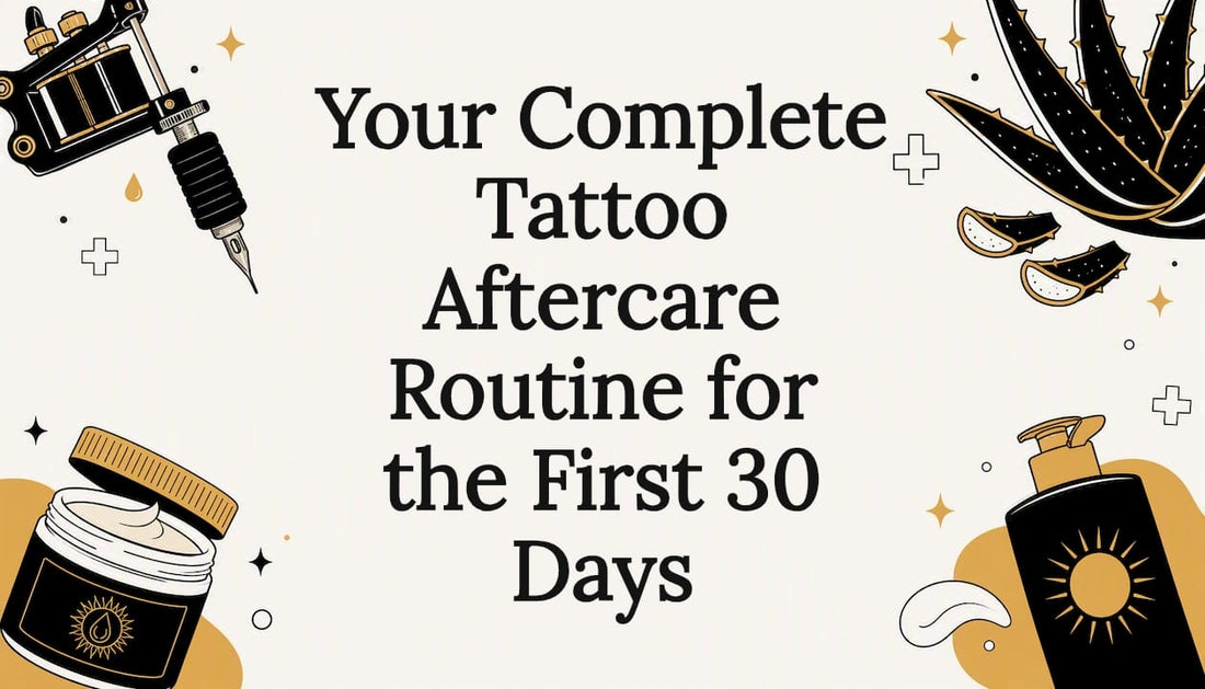 Decorative tattoo aftercare title card illustration