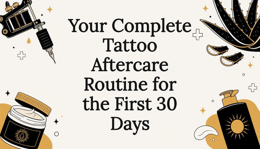 Decorative tattoo aftercare title card illustration