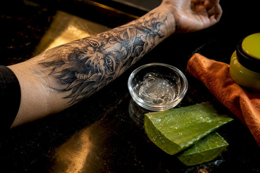 Aloe vera gel beside a fresh tattoo