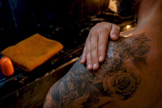 Thin lotion layer applied to fresh tattoo