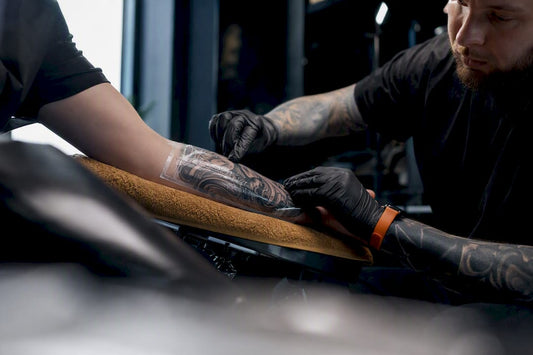 Fresh tattoo under protective healing covering