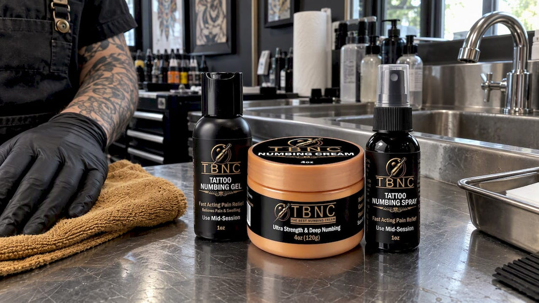 TBNC Tattoo numbing bundle in studio