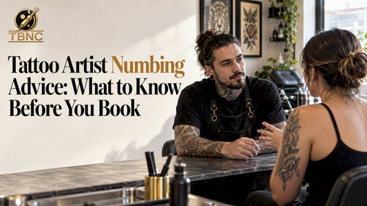Tattoo artist listening to a client