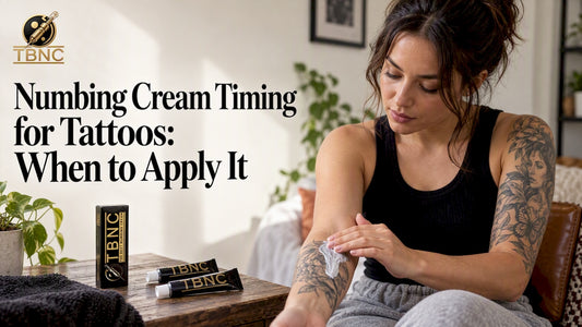 Client applies tattoo numbing cream at home