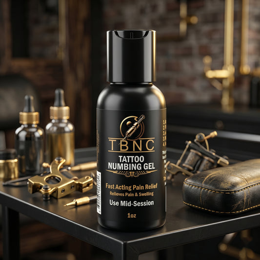 TBNC Tattoo Numbing Gel - Mid Session stands out among tools, famed for rapid pain relief and effective mid-session comfort.